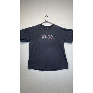 Vintage WWJD Shirt Tee Mens XL Black What Would Jesus Do‎ Christian Brooks 90s